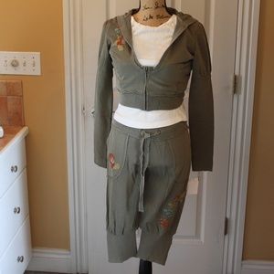 Tokyo Denim Bank capri jogger/ crop hoodie combo